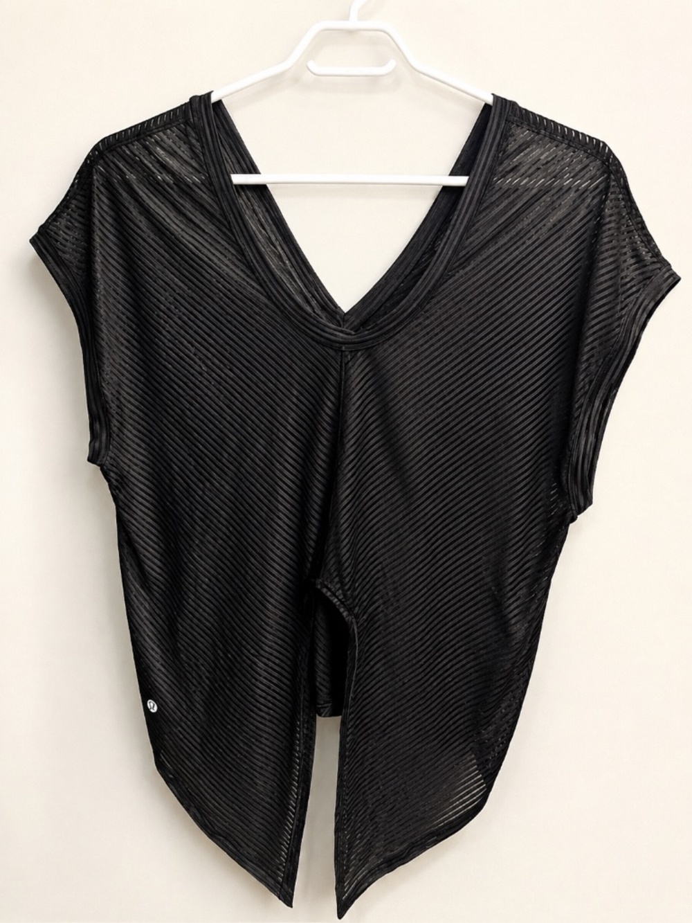 Lululemon Black Sheer Mesh Short Sleeve Top | Lightweight Activewear Cover-Up